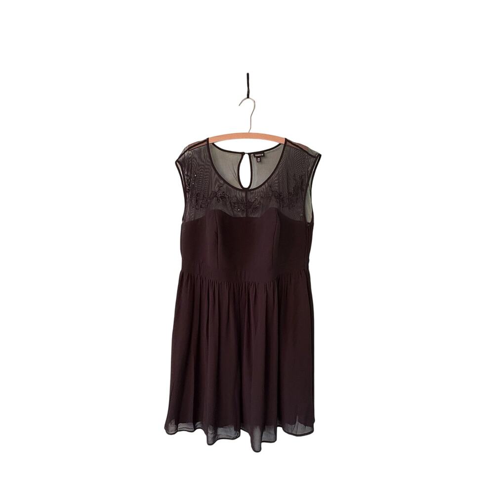 Torrid Women 20 Black Evening Dress Sleeveless Mesh Embroidered Sequin Neckline